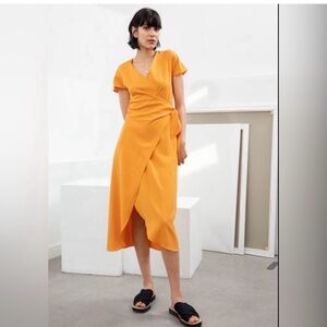 & Other Stories Vibrant Orangey Gold Midi Dress